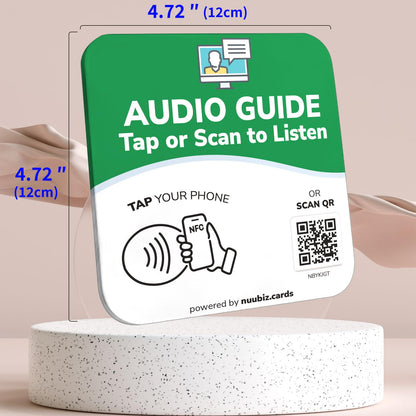 NFC Business QR Code Sign for Launching an Audio Guide