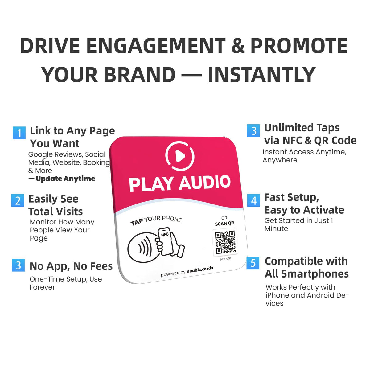 NFC Business QR Code Sign for Playing Audio