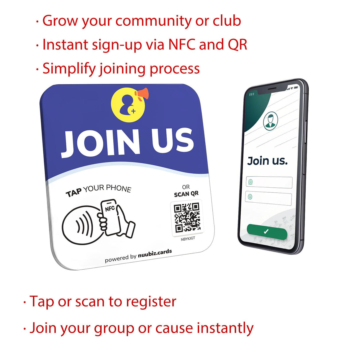 NFC Business QR Code Sign for Joining Your Community