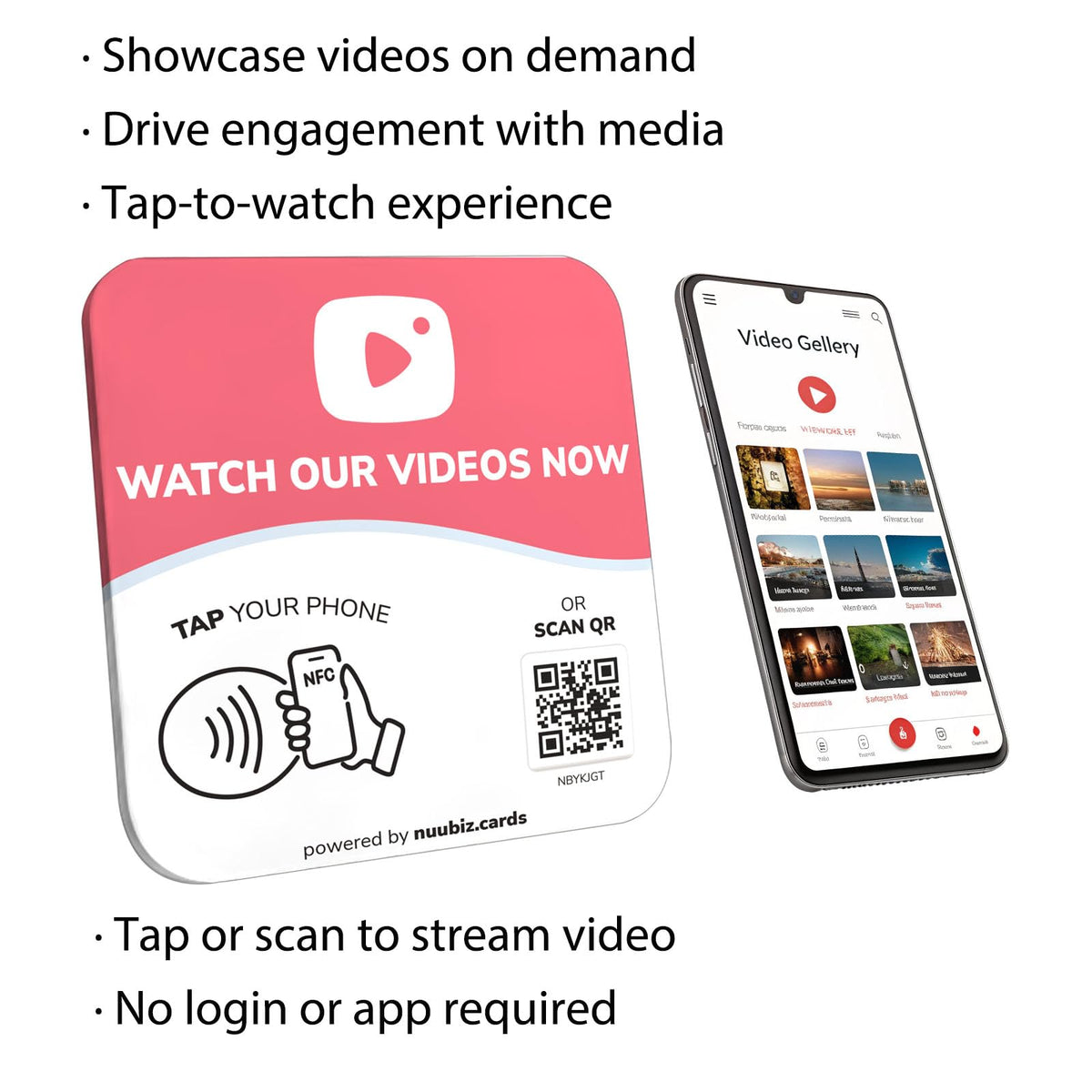 NFC Business QR Code Sign for Watching Videos