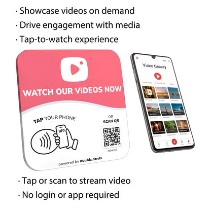 NFC Business QR Code Sign for Watching Videos