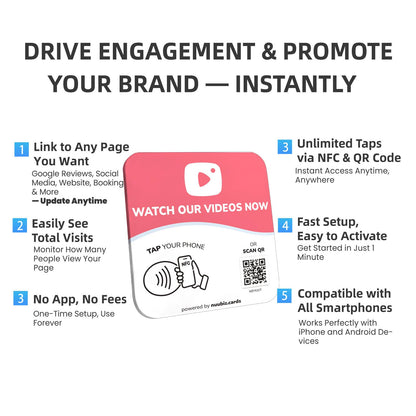 NFC Business QR Code Sign for Watching Videos