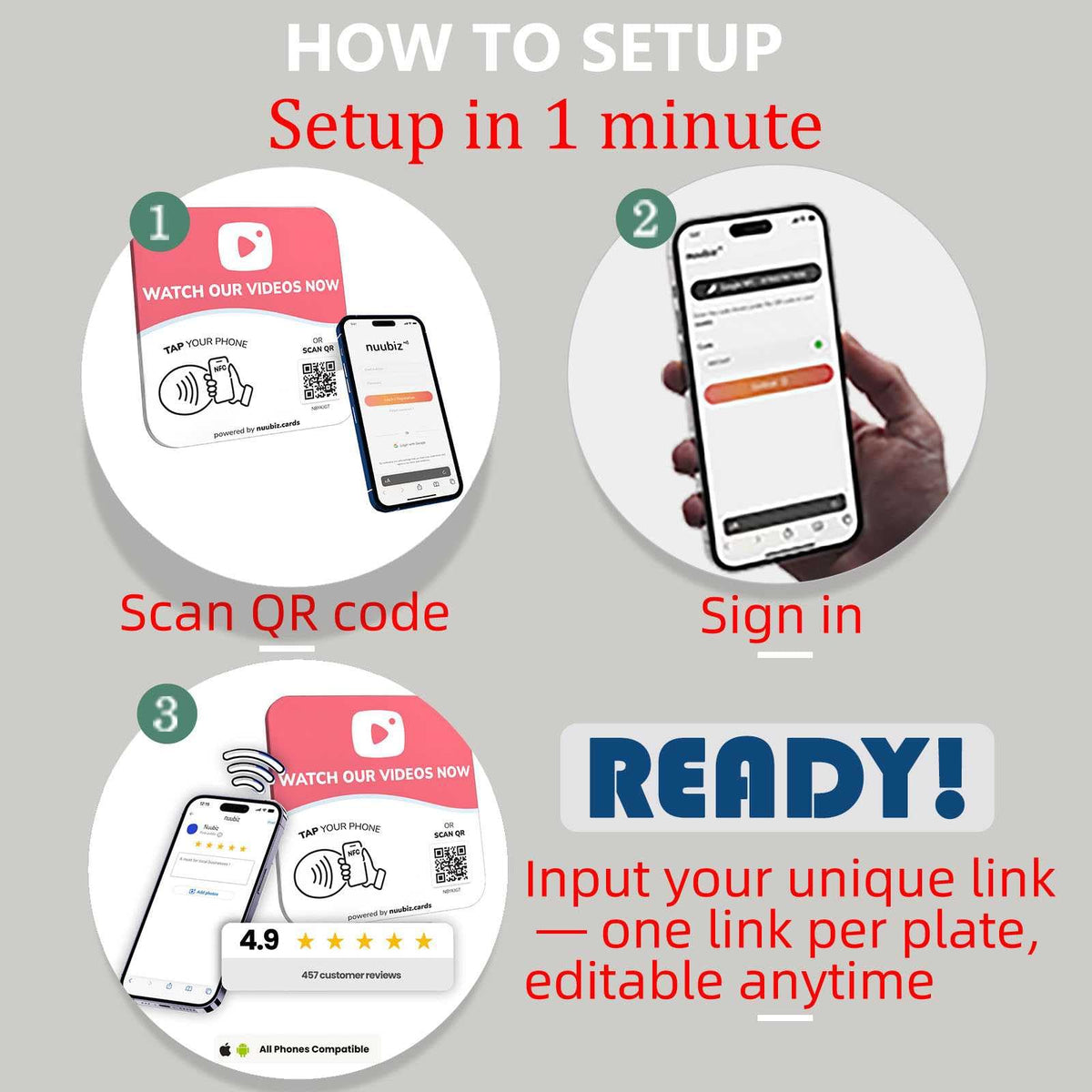 NFC Business QR Code Sign for Watching Videos