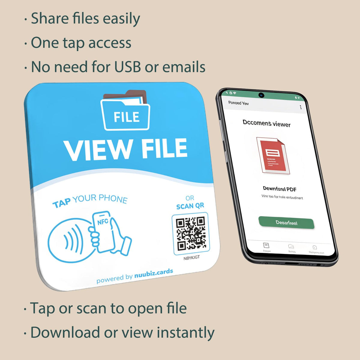NFC Business QR Code Sign for Accessing a File