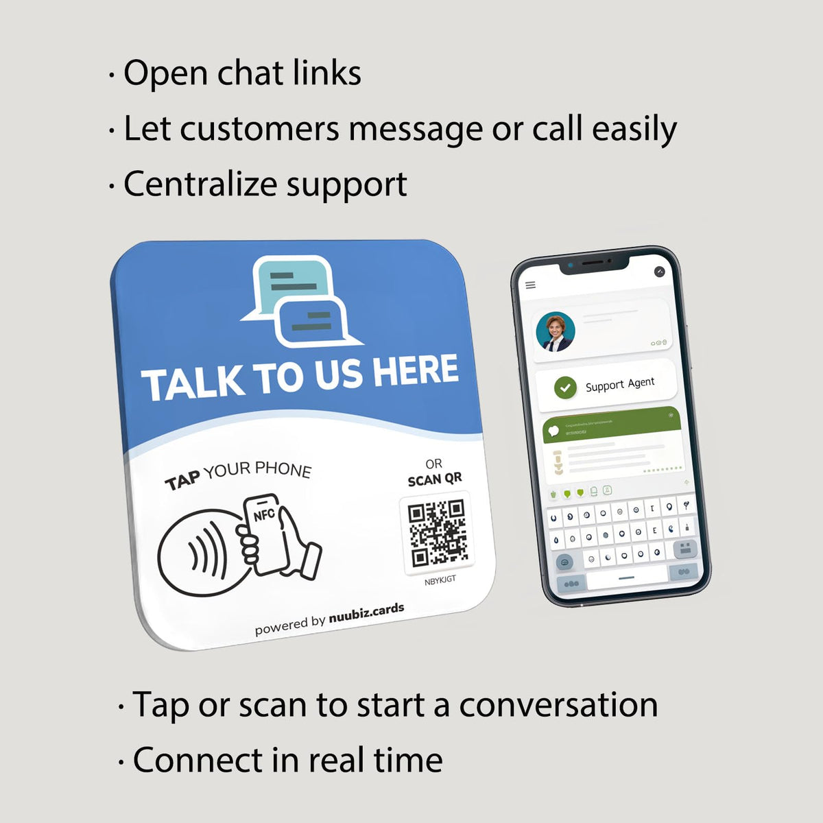 NFC Business QR Code Sign for Live Customer Chat