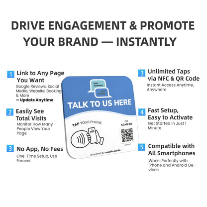 NFC Business QR Code Sign for Live Customer Chat