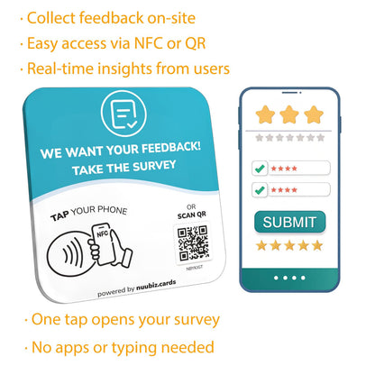NFC Business QR Code Sign for Taking Customer Surveys