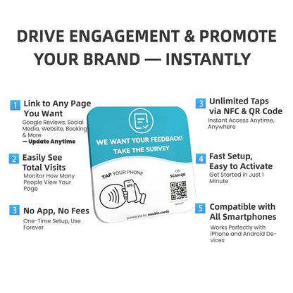 NFC Business QR Code Sign for Taking Customer Surveys