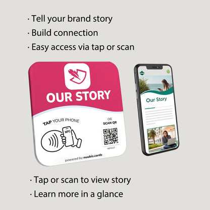 NFC Business QR Code Sign for Sharing Your Brand Story