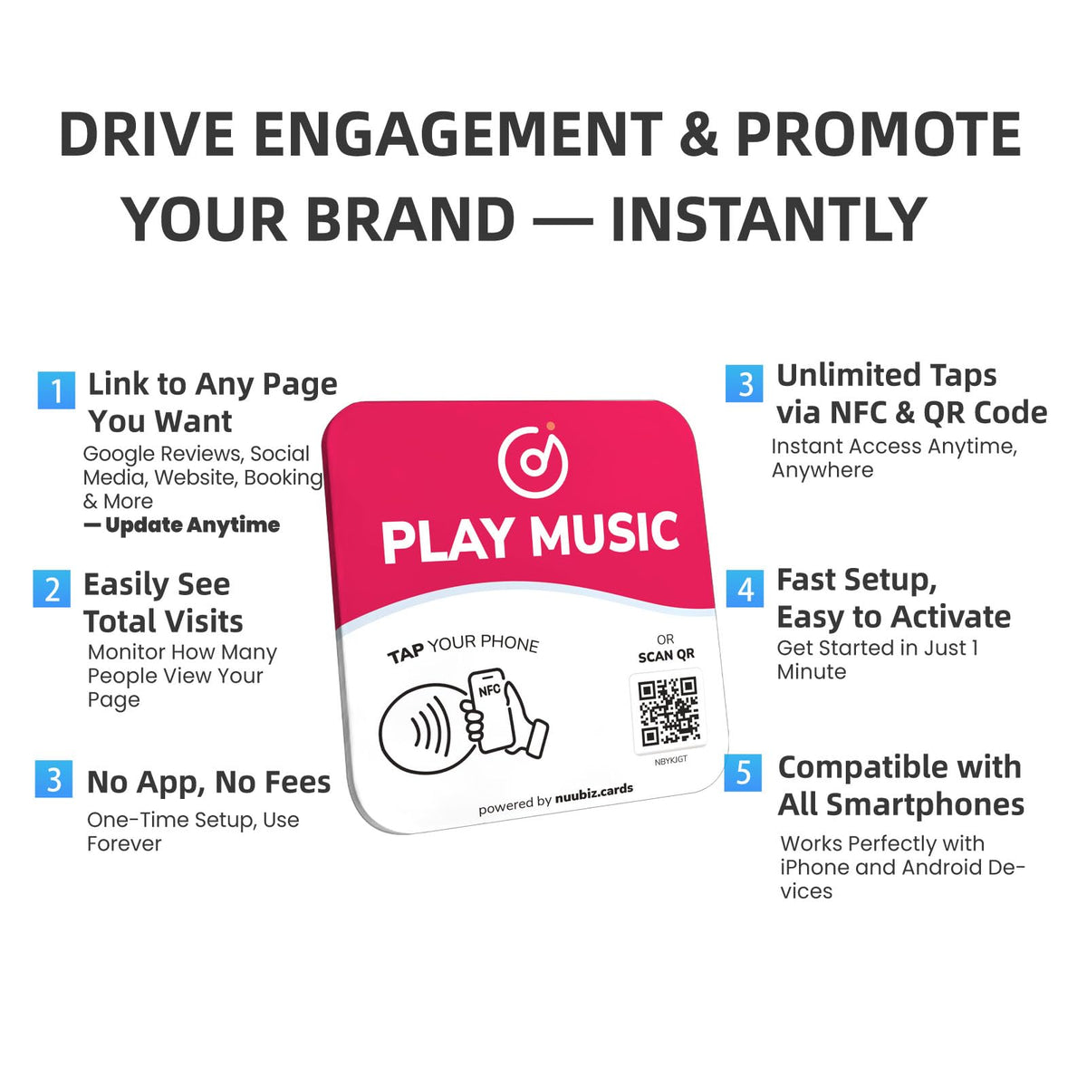 NFC Business QR Code Sign for Playing Music