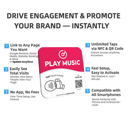 NFC Business QR Code Sign for Playing Music