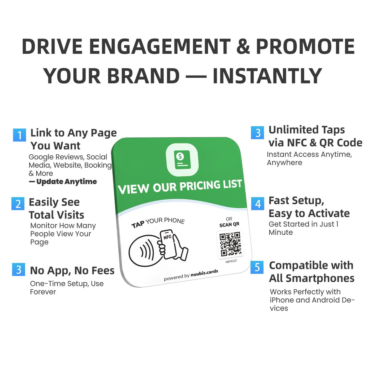 NFC Business QR Code Sign for Viewing Your Pricing