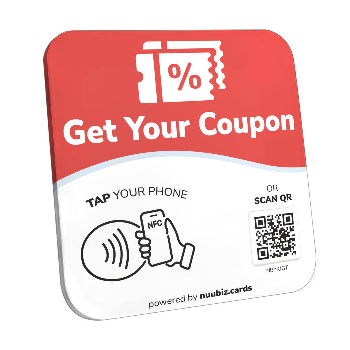NFC Business QR Code Sign for Redeeming Coupons