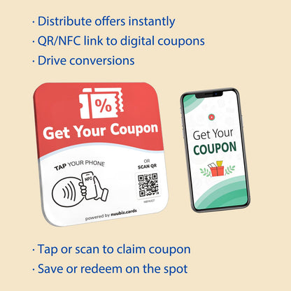 NFC Business QR Code Sign for Redeeming Coupons