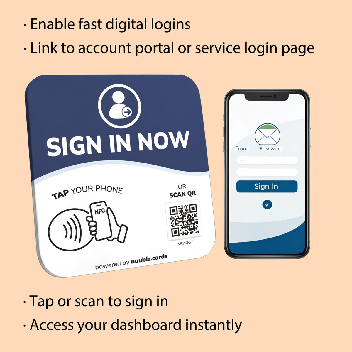 NFC Business QR Code Sign for Account Login