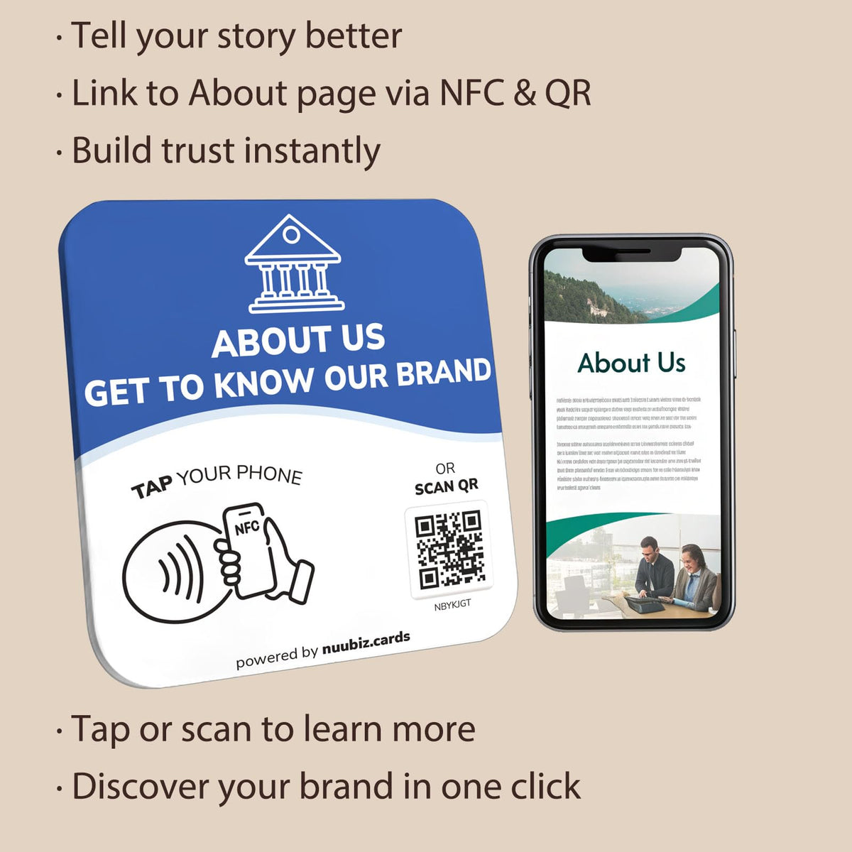 NFC Business QR Code Sign for Brand Introduction