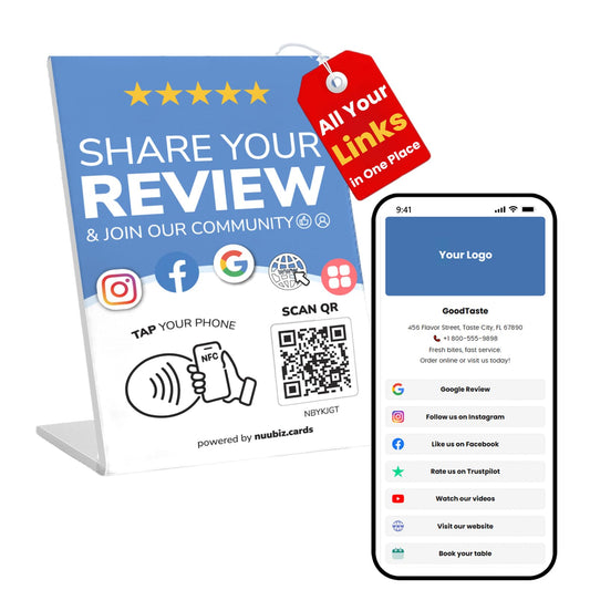 Multilink Review Stand for Google,Social Media Sign for Instagram, Facebook
