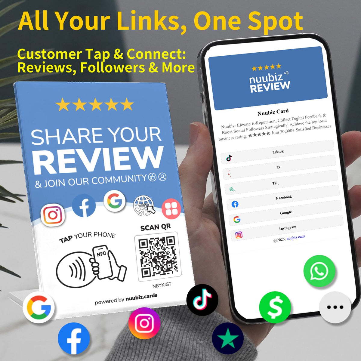 Multilink Review Stand for Google,Social Media Sign for Instagram, Facebook