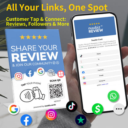 Multilink Review Stand for Google,Social Media Sign for Instagram, Facebook