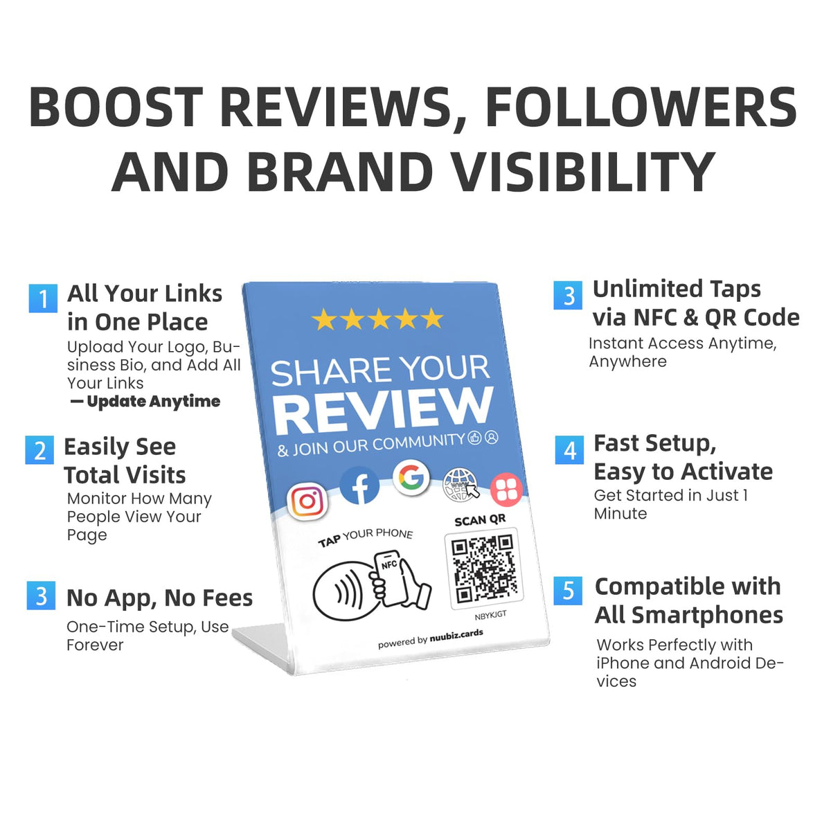 Multilink Review Stand for Google,Social Media Sign for Instagram, Facebook