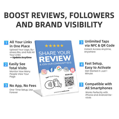 Multilink Review Stand for Google,Social Media Sign for Instagram, Facebook