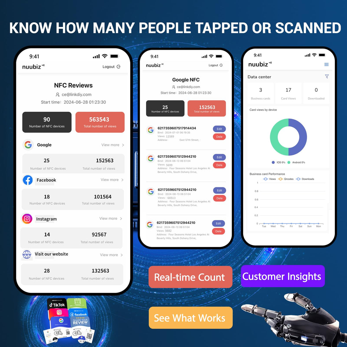 Custom Review Tap Card Stand for Google & Social Media Sign (2 Pack), Black