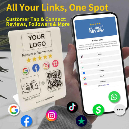 Custom Review Tap Card Stand for Google & Social Media Sign (2 Pack)
