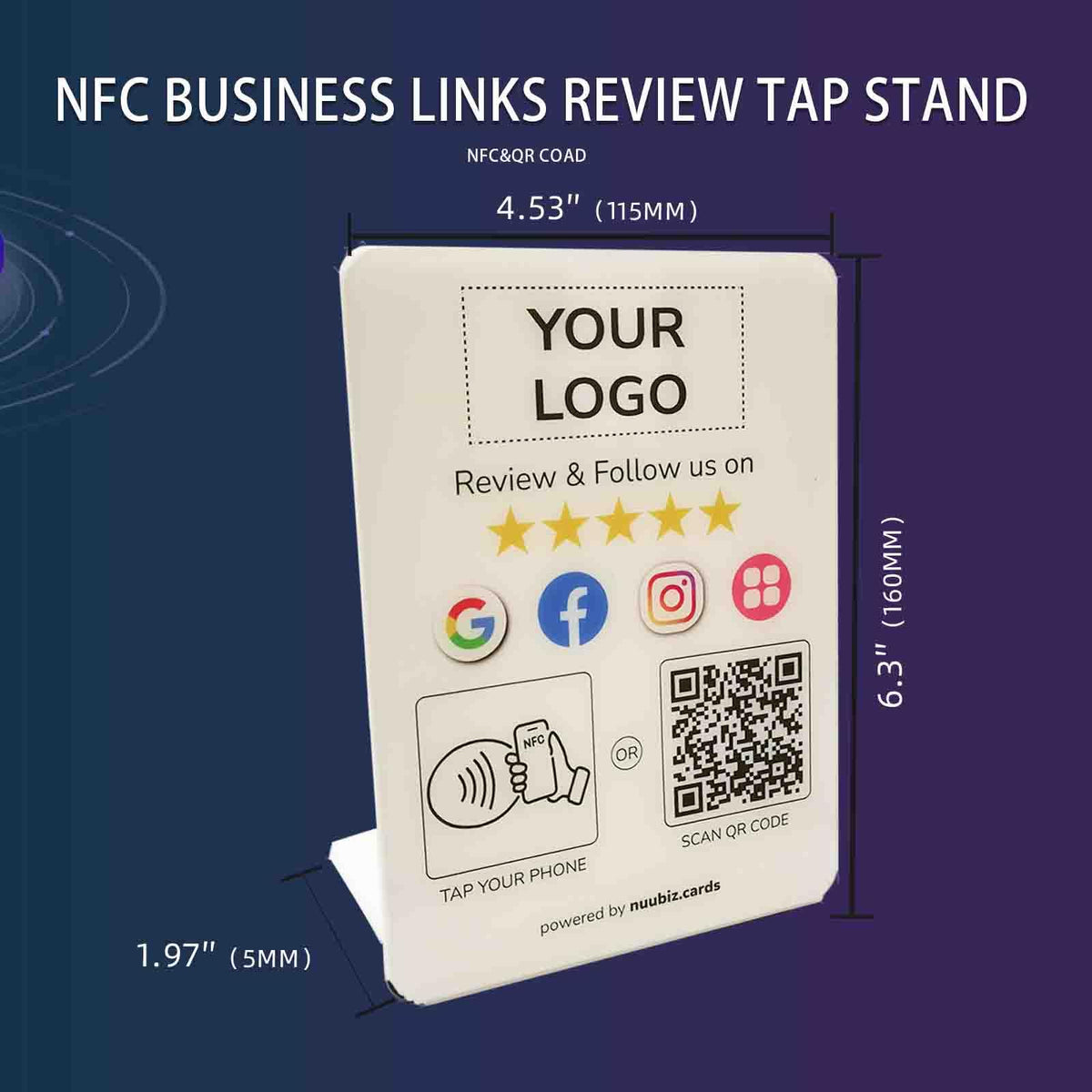 Custom Review Tap Card Stand for Google & Social Media Sign (2 Pack)