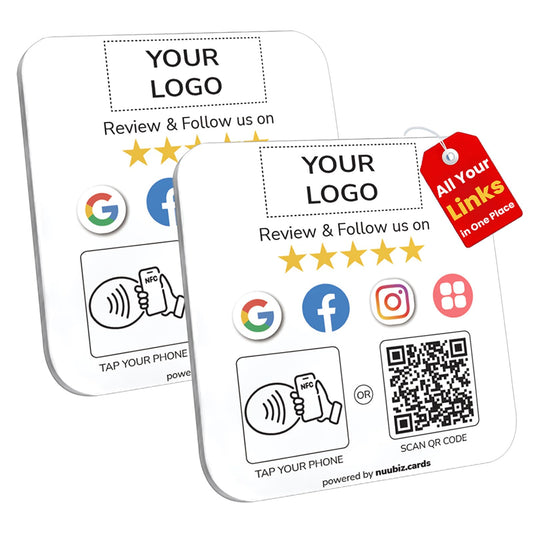 Custom Review Tap Plate for Google & Social Media Sign (2 Pack)
