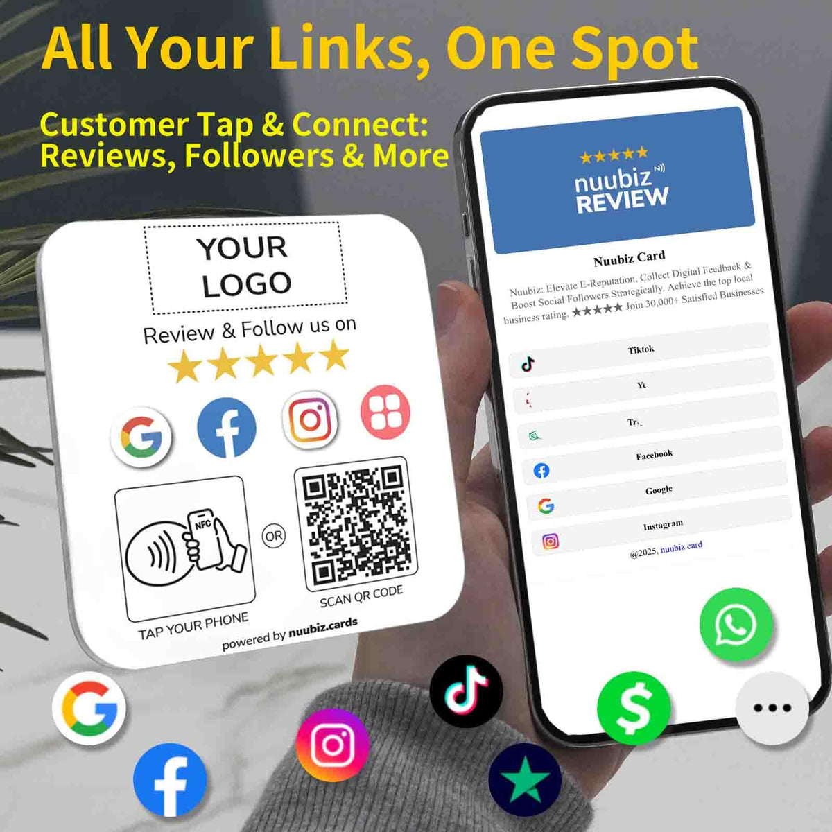Custom Review Tap Plate for Google & Social Media Sign (2 Pack)