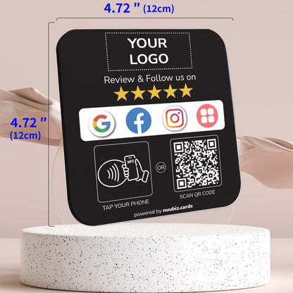 Custom Review Tap Plate for Google & Social Media Sign (2 Pack), Black