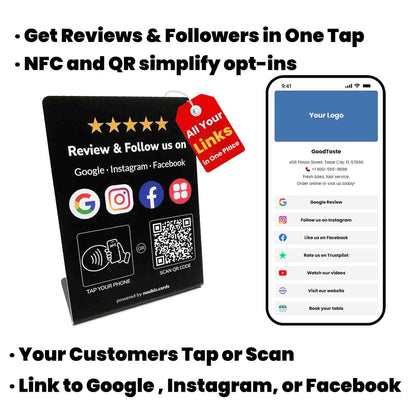 All-in-one Review Stand for Google with Social Media Sign