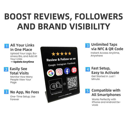 All-in-one Review Stand for Google with Social Media Sign