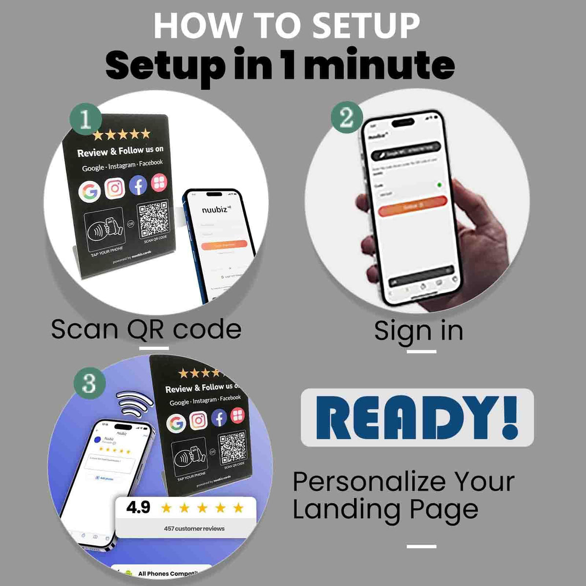 All-in-one Review Stand for Google with Social Media Sign