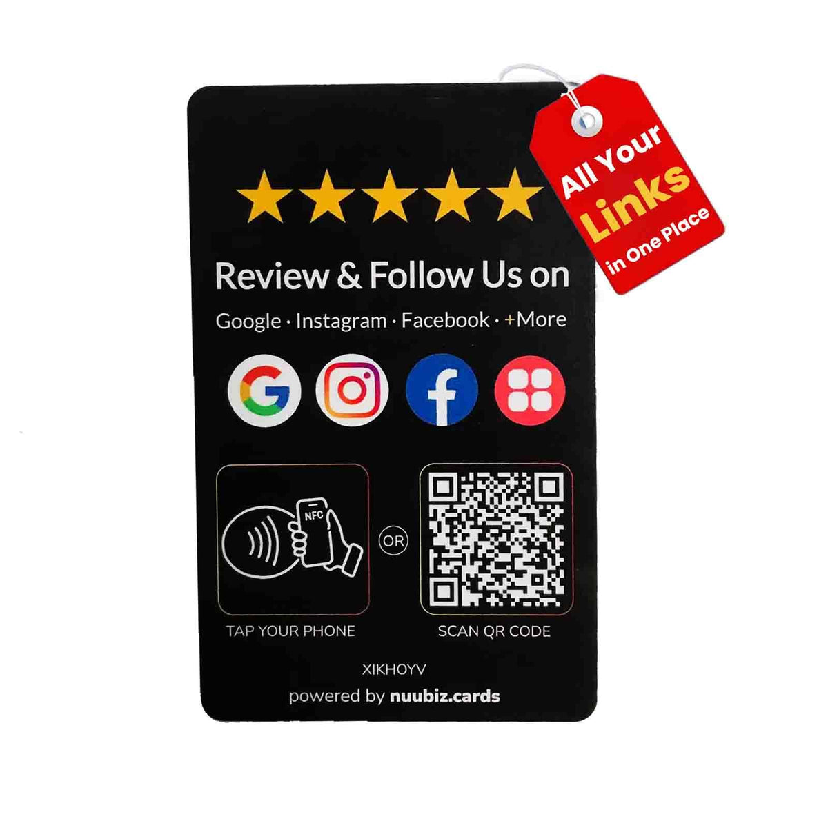 Multi-Link NFC & QR Code Review Tap Card for Google with Follow Us Sign