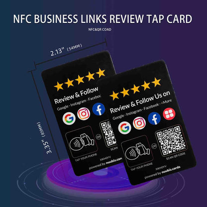 Multi-Link NFC & QR Code Review Tap Card for Google with Follow Us Sign