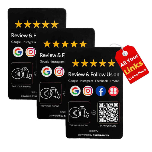Multi-Link NFC & QR Review Tap Card for Google with Follow Us Sign(3 PCS)