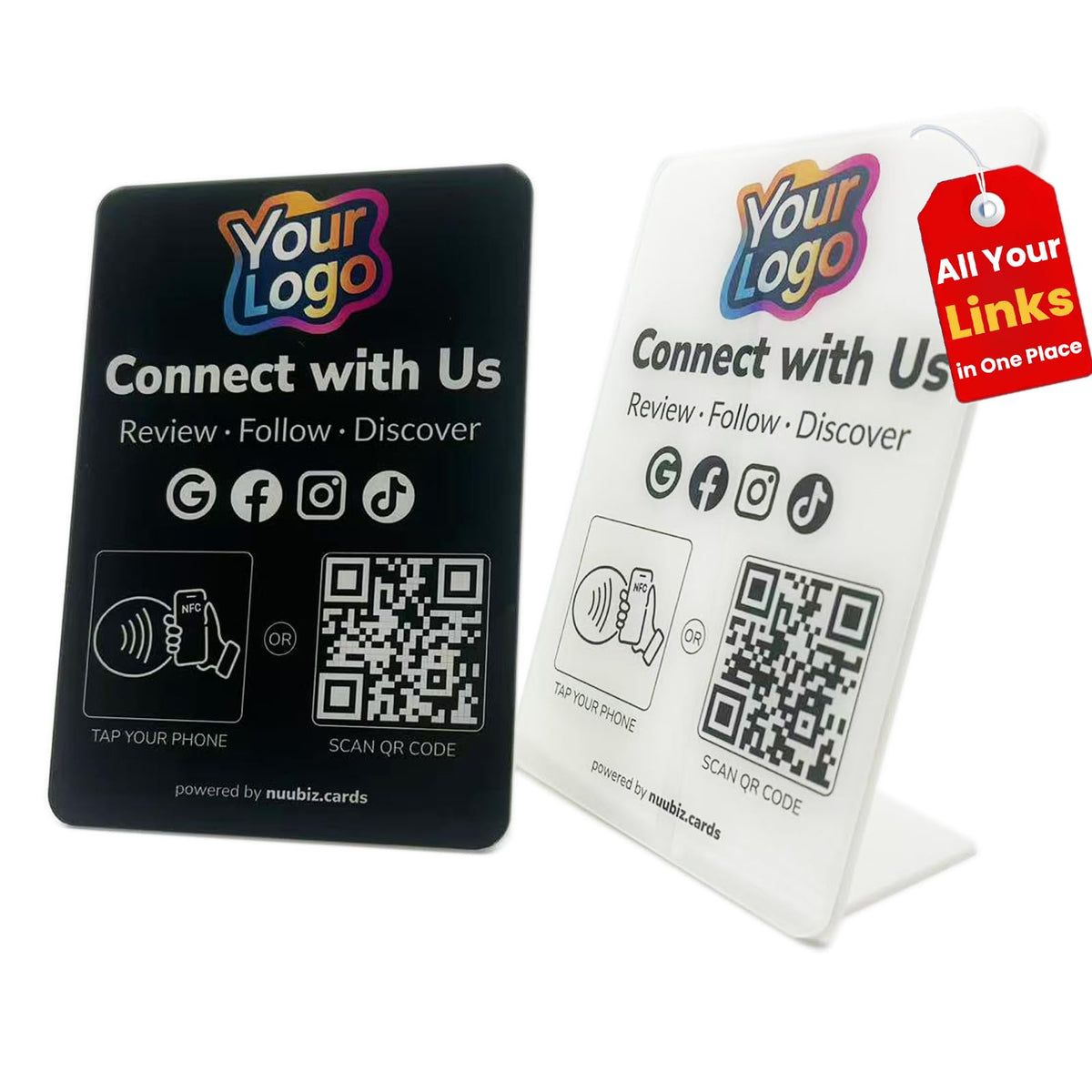 Custom Review Tap Card Stand for Google & Social Media Sign (2 Pack)
