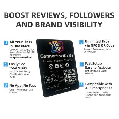 Custom Review Tap Card Stand for Google & Social Media Sign (2 Pack)