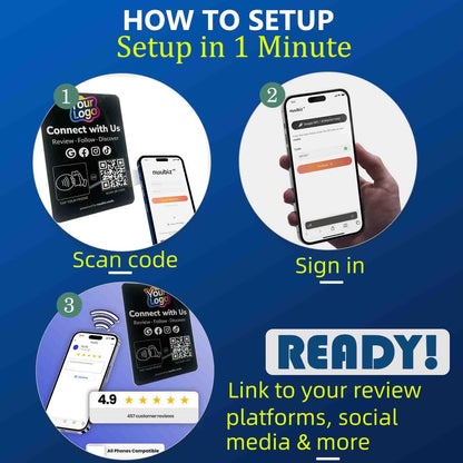Custom Review Tap Card Stand for Google & Social Media Sign (2 Pack)