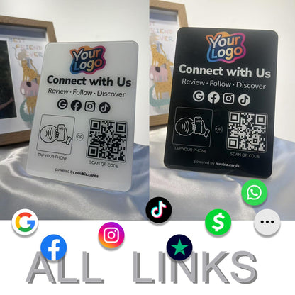 Custom Review Tap Card Stand for Google & Social Media Sign (2 Pack)