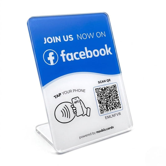NUUBIZ Social Media QR Code NFC Stand for Facebook (Large: 6.3 * 4.45 in)