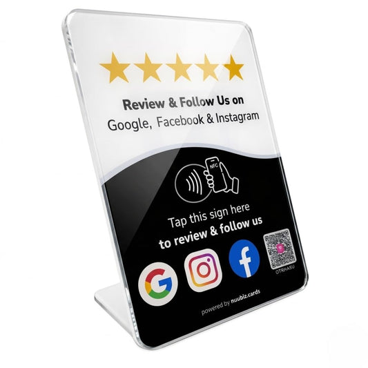 Google Review Stand with NFC & QR Code, All-in-One Social Media Sign