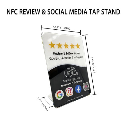 Google Review Stand with NFC & QR Code, All-in-One Social Media Sign, 6.3" × 4.53"