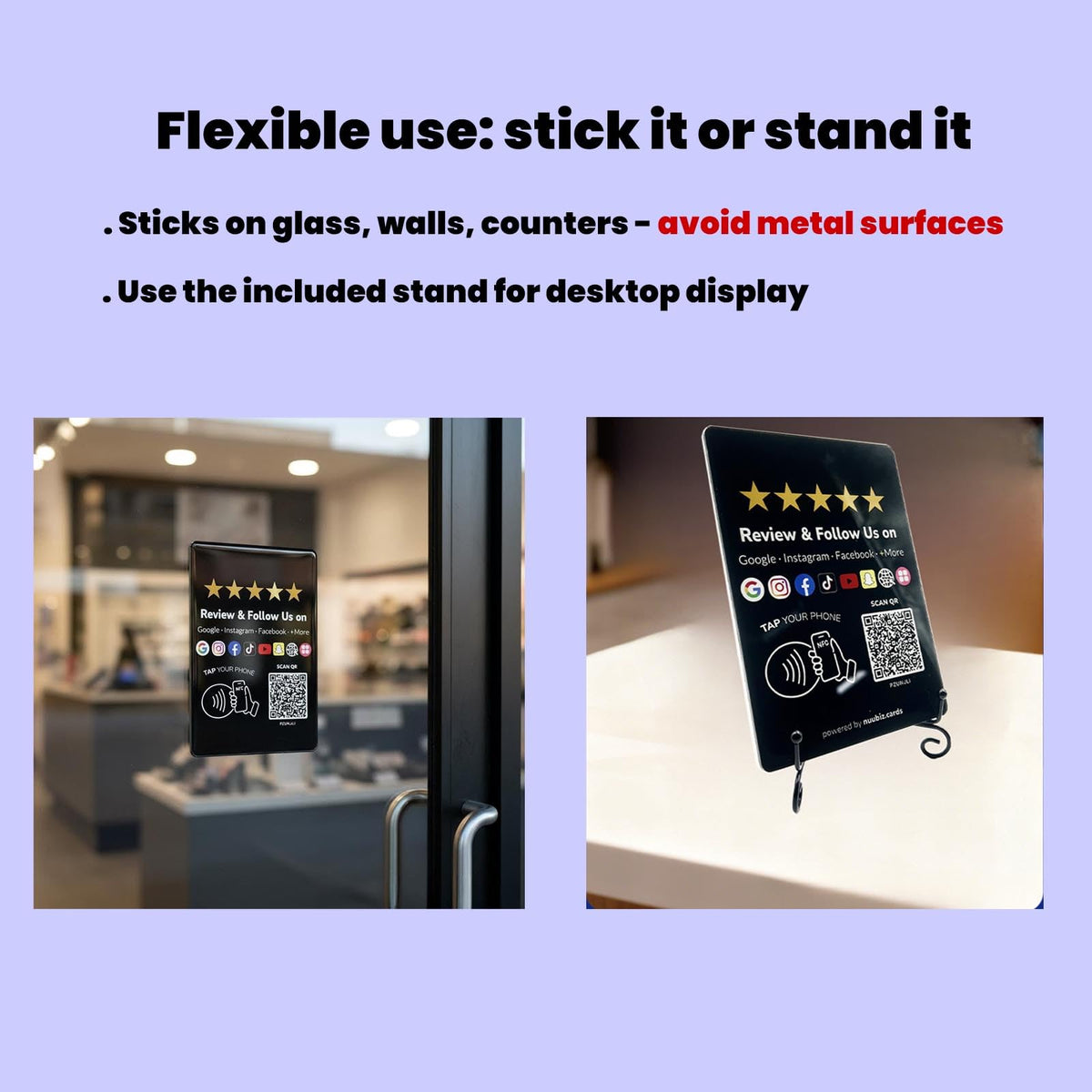 Review Tap Card Plate for Google with Social Media Sign