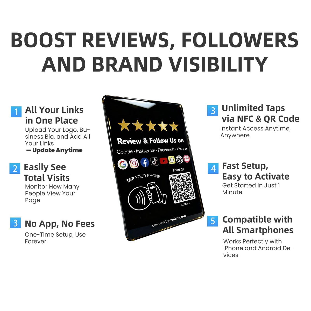 Review Tap Card Plate for Google with Social Media Sign
