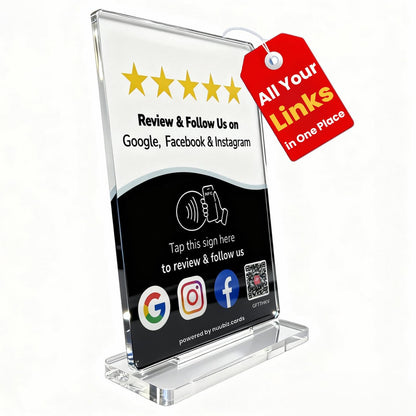 Multllink Review Tap Card Stand for Google with Social Media Sign