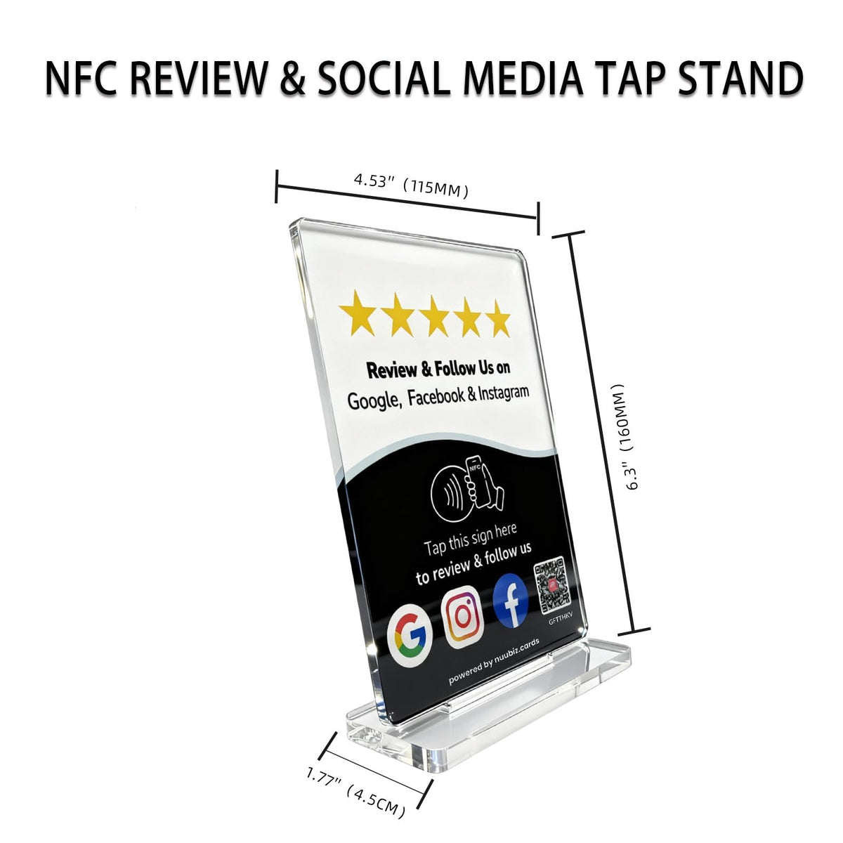 Multllink Review Tap Card Stand for Google with Social Media Sign