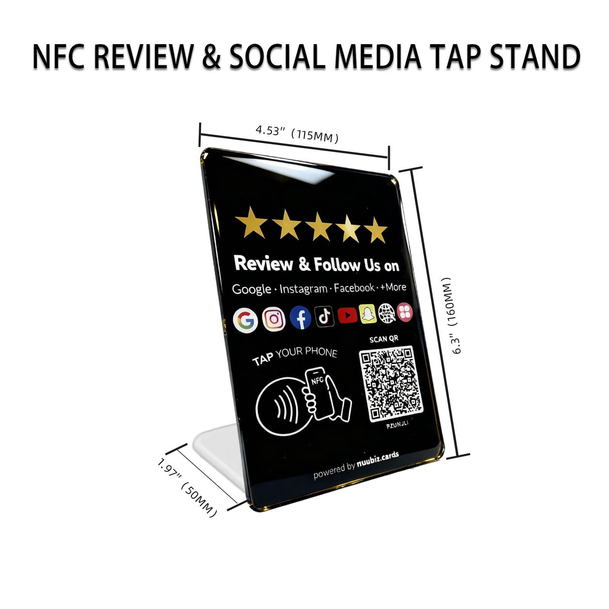 Multllink NFC QR Review Stand for Google & Social Media Follow Us Sign