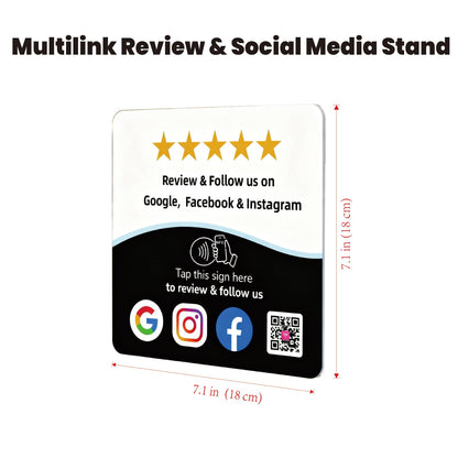 NFC QR Review Tap Card & Social Media Sign Plate, Large: 7.1"× 7.1"